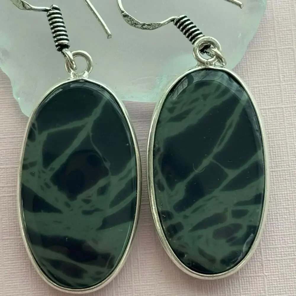 925 Silver Picasso Jasper Drop Earrings